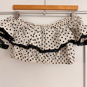 Polka Dot Black and White Off-Shoulder Top - Suboo